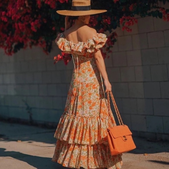 Misa Los Angeles Consuela Ruffle Off the Shoulder Floral Tiered Maxi Dress - Picture 2 of 14